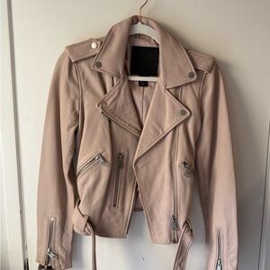 Amaryllis Blush Leather Jacket with Silver Accents